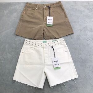 Articles of Society 2 Pair Tan & Cream Demin Shorts Size 26 New